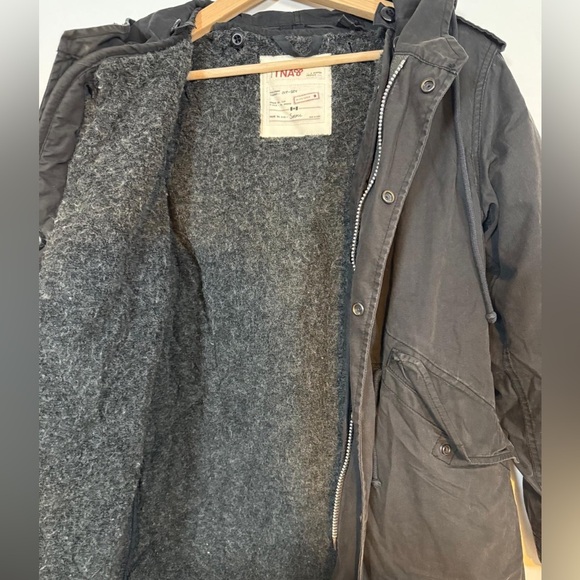 TNA Black Military Issue Wool-Lined Parka with Hood – Size Small - Picture 4 of 15